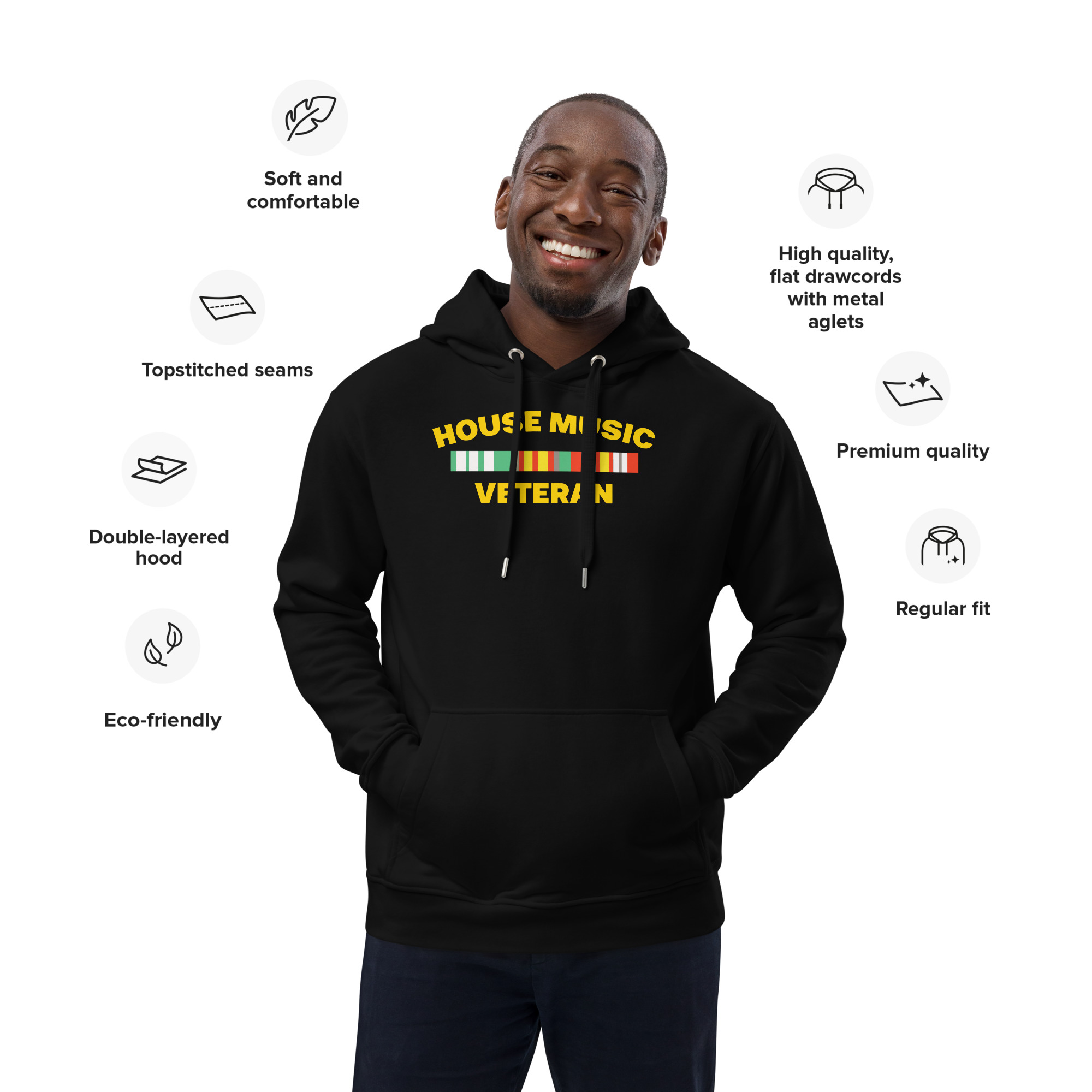 HOUSE MUSIC VETERAN - Premium Eco Hoodie